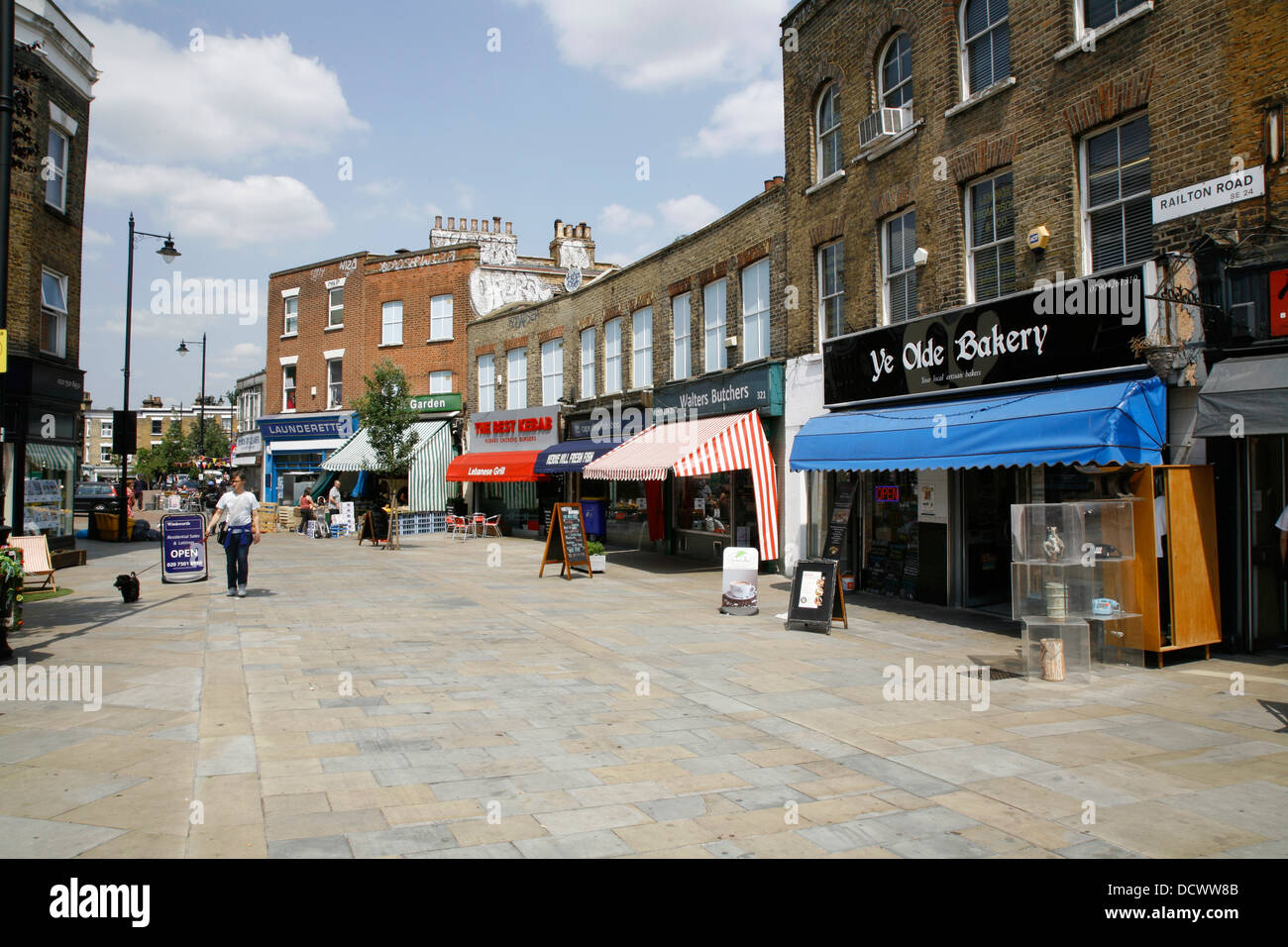 Independent shops on Railton Road, Herne Hill, London, UK Stock Photo