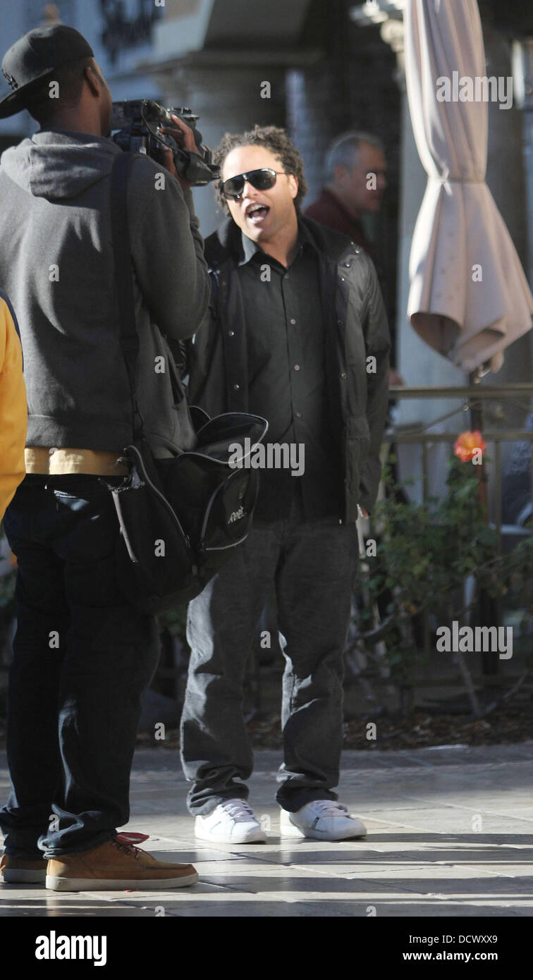 Ex-LA Galaxy star Cobi Jones seen filming at The Grove in West Hollywood West Hollywood, California - 07.12.11 Stock Photo