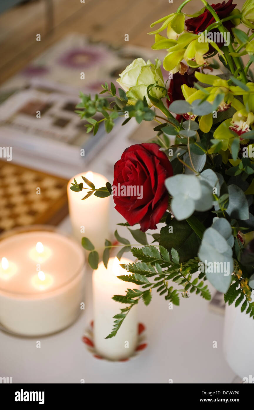 Christmas floral arrangement in North London Victorian home Stock Photo