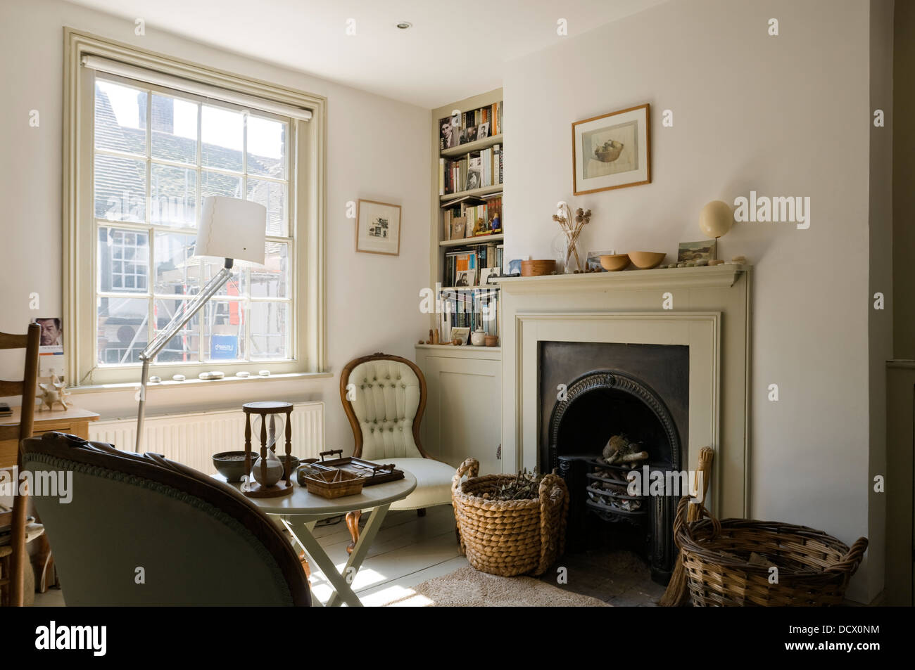 Living Room With Original Fireplace Log Baskets With Recessed