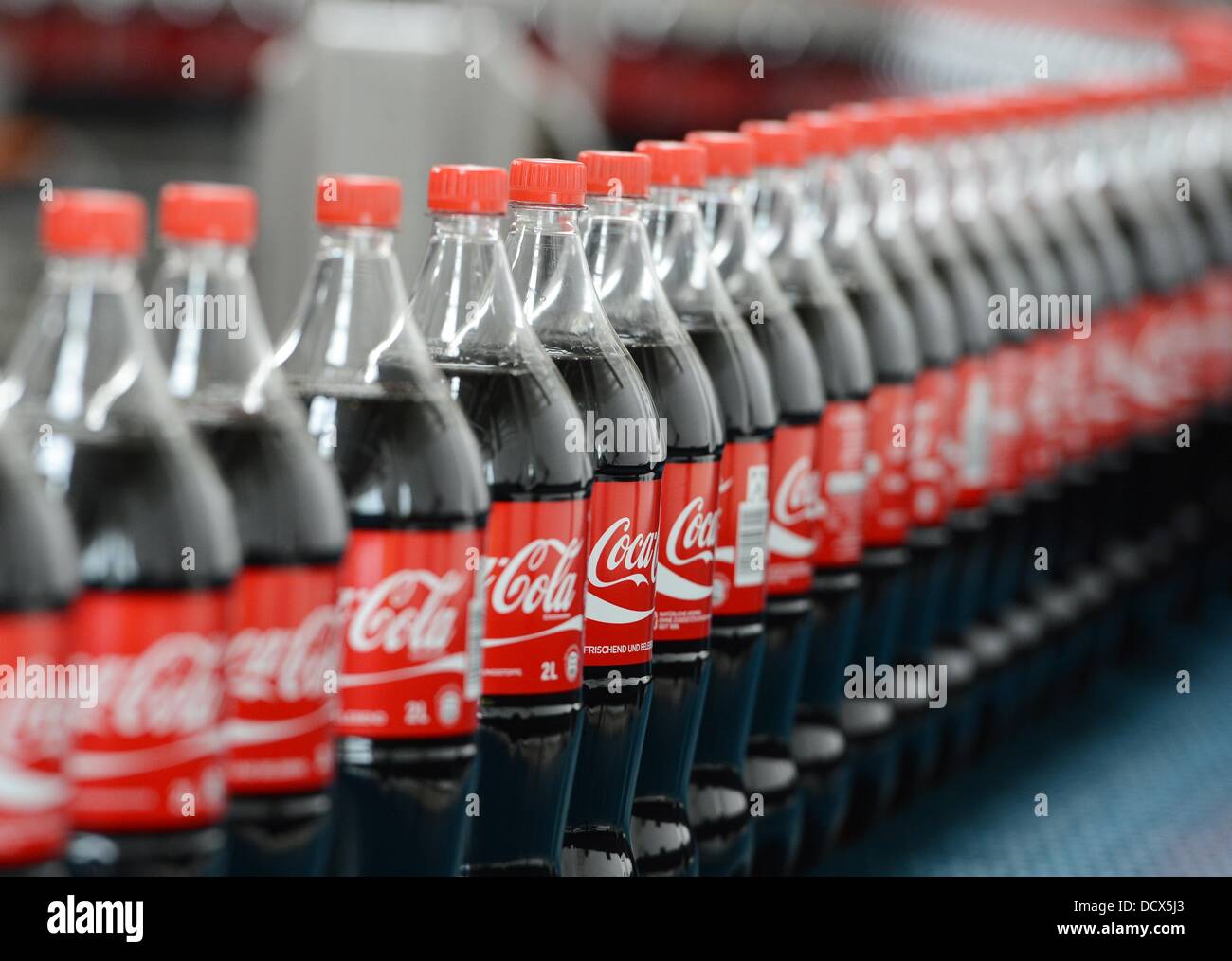 Twoliters CocaCola bottles are pictured on the production line in