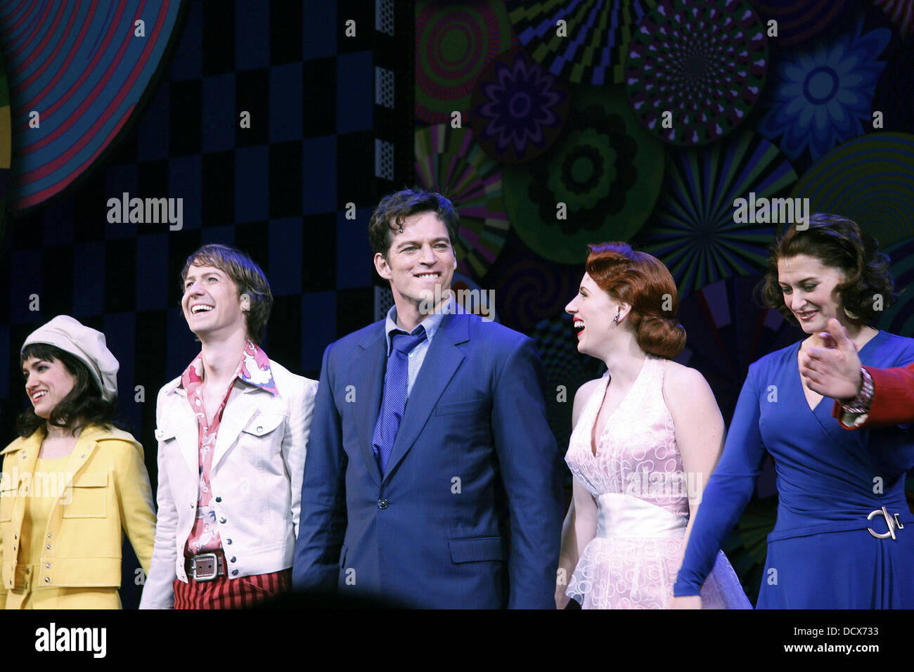 Sarah Stiles, David Turner, Harry Connick, Jr., Jessie Mueller and Kerry O'Malley  Opening night of the Broadway musical production of 'On A Clear Day You Can See Forever' at the St. James Theatre - Curtain Call.  New York City, USA - 11.12.11 Stock Photo