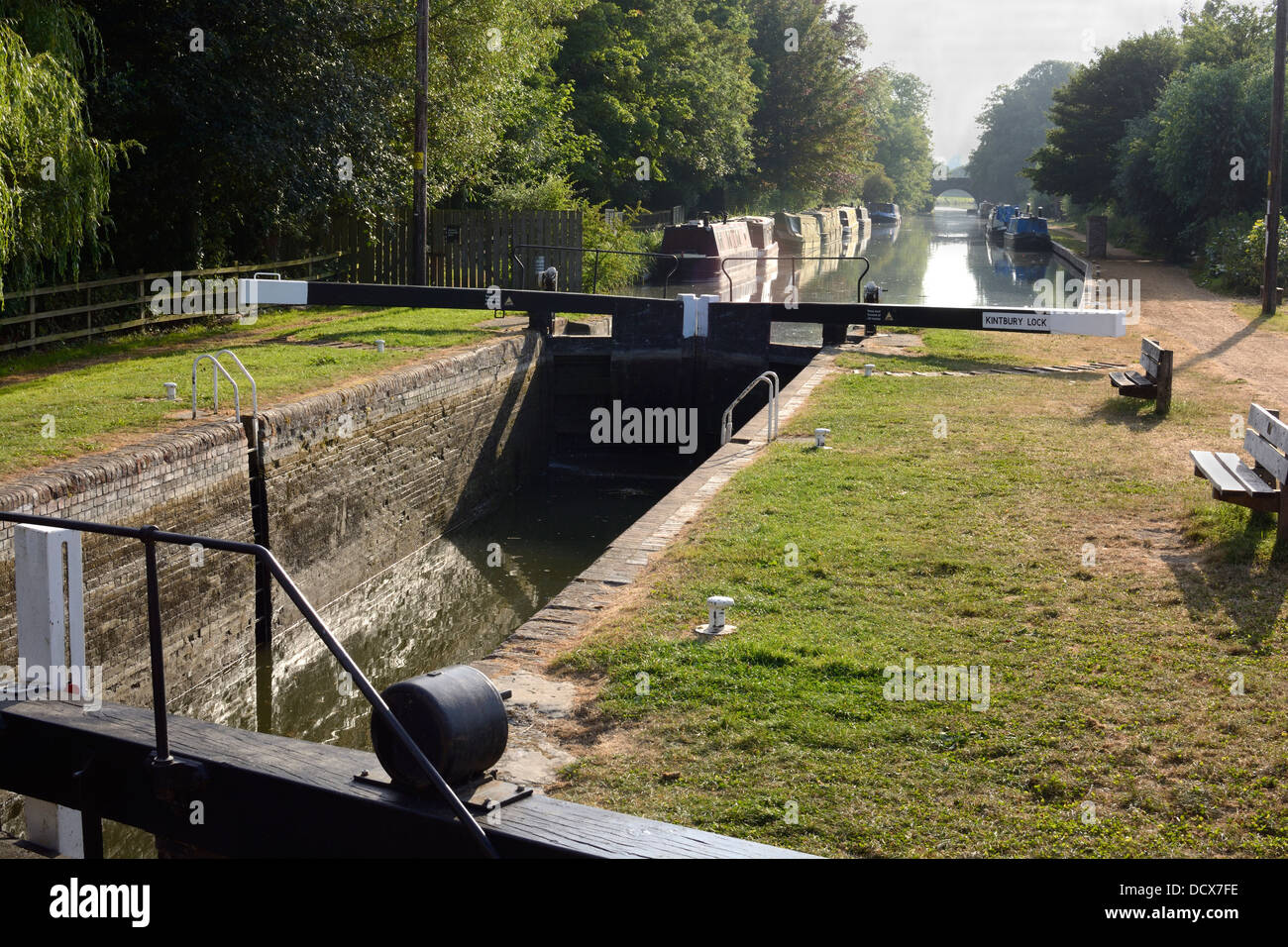 Kintbury Lock on the Kennet and Avon canal near Newbury. Berkshire. England Stock Photo