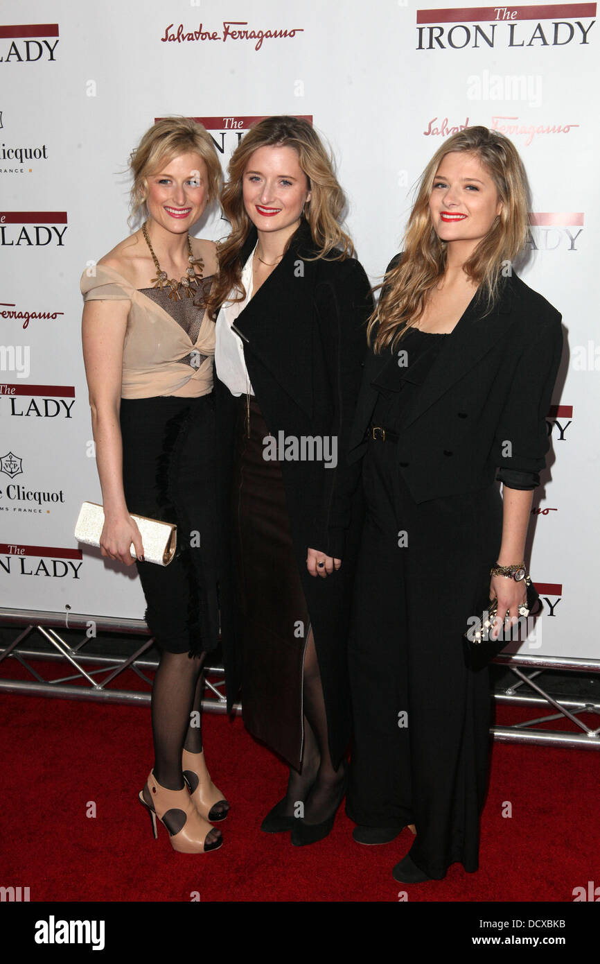 Mamie Gummer, Grace Gummer, Louisa Gummer  the New York premiere of 'The Iron Lady' at the Ziegfeld Theater. New York City, USA - 13.12.11 Stock Photo