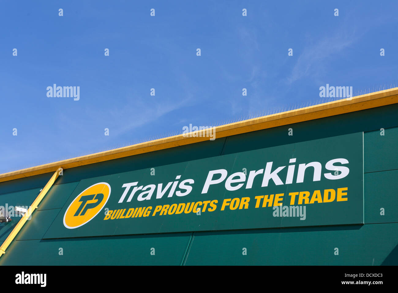 Travis Perkins sinage on builders merchants. Stock Photo