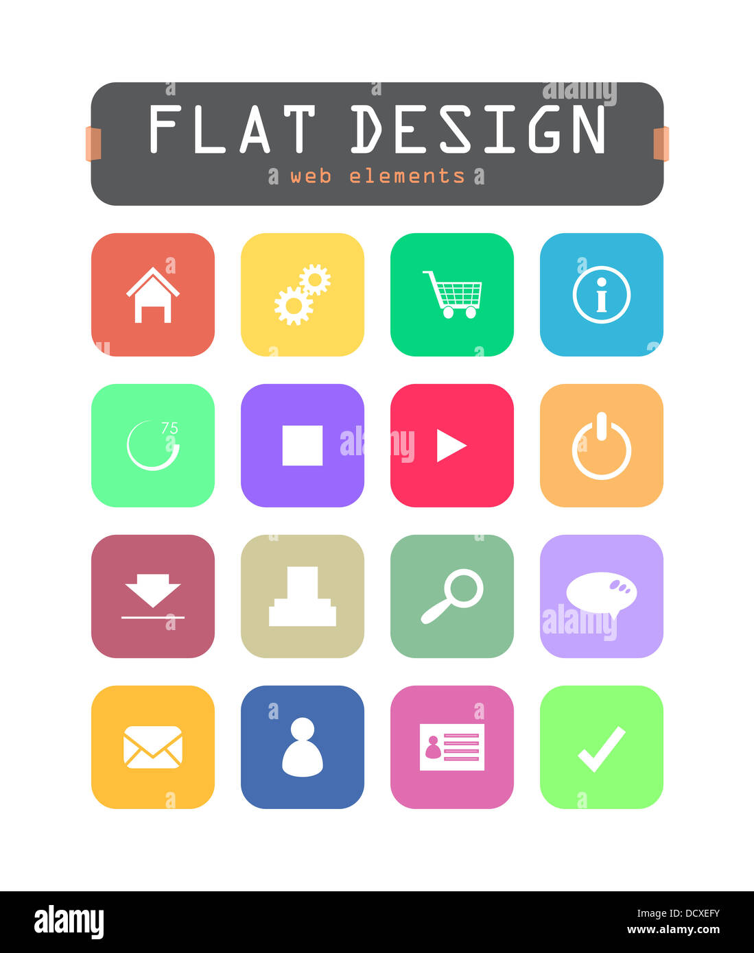 special flat ui icons for web and mobile applications Stock Photo - Alamy