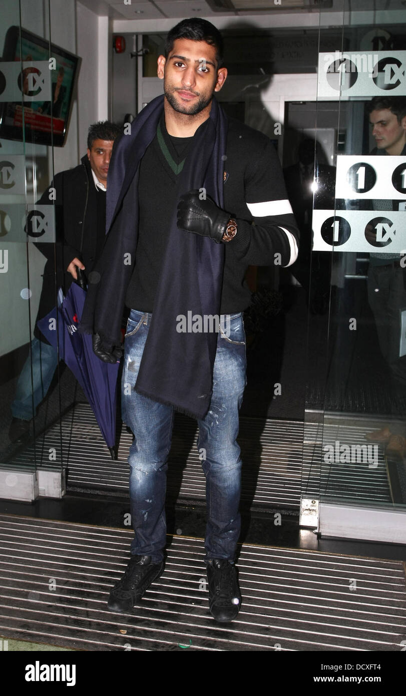 Amir Khan leaves the BBC Radio 1 studios London, England - 16.12.11 ...