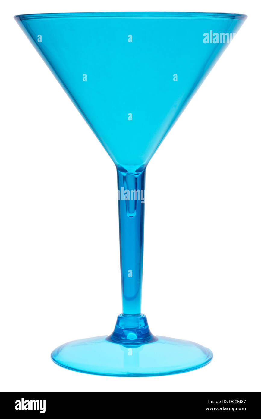 Blue martini cocktail glass on white Stock Photo