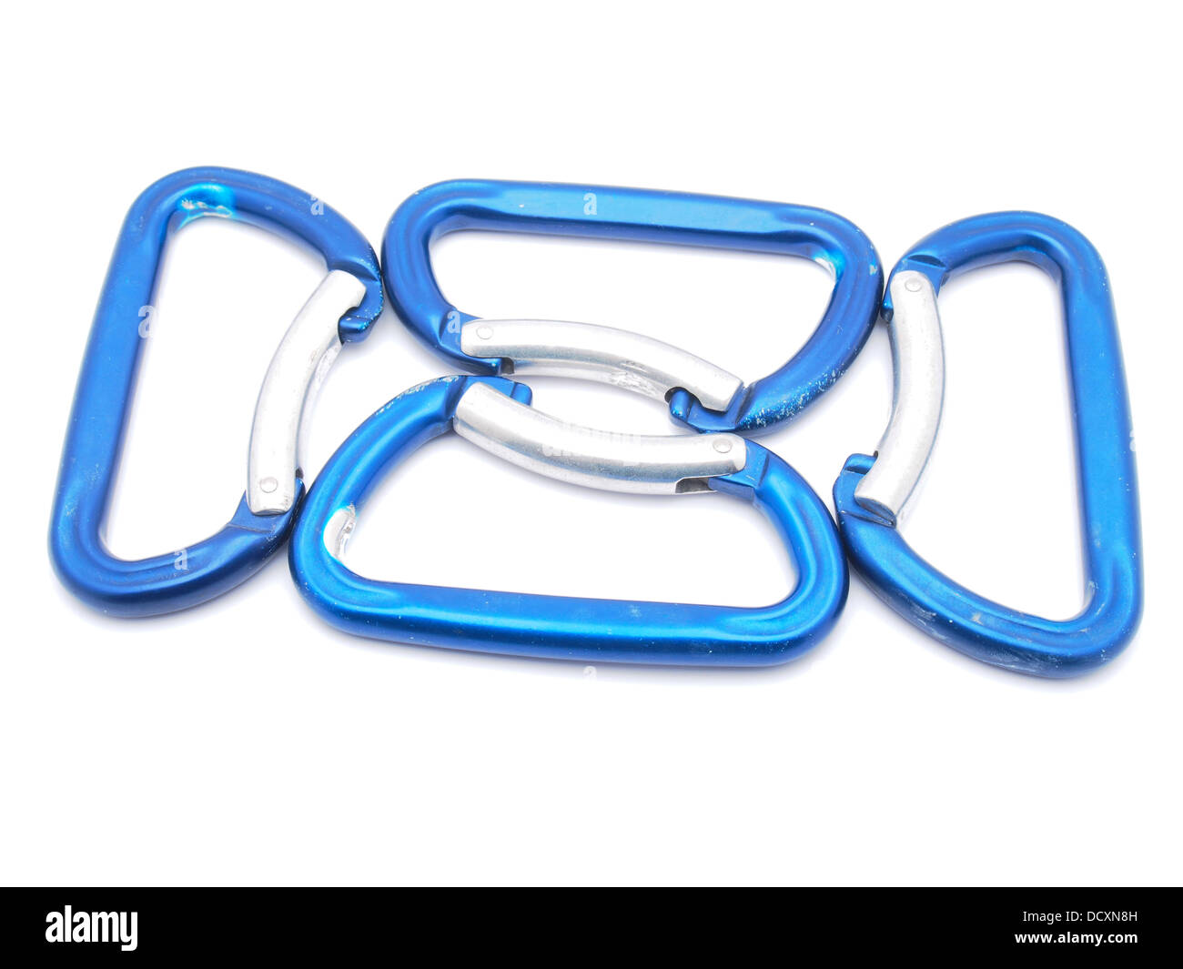 A carabiner, isolated on a white background, with a subtle sheen that hints at its functional purpose.