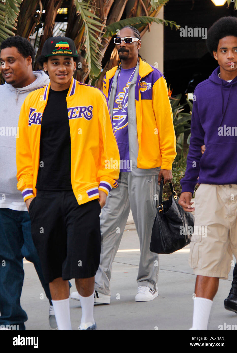 Snoop Dogg arrives at the Staples Center to watch Los Angeles Lakers vs the  Chicago Bulls basketball game. Finally back from the lockout that nearly  shut down the entire NBA season, the Bulls pulled out an 88-87 victory in  their 2011-2012 opener game