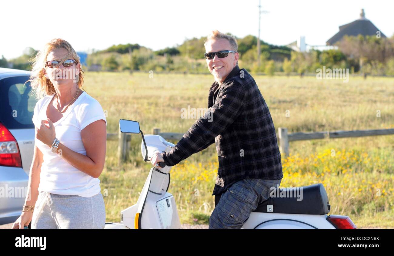 James Hetfield on a moped while on holiday with wife Francesca Tomasi