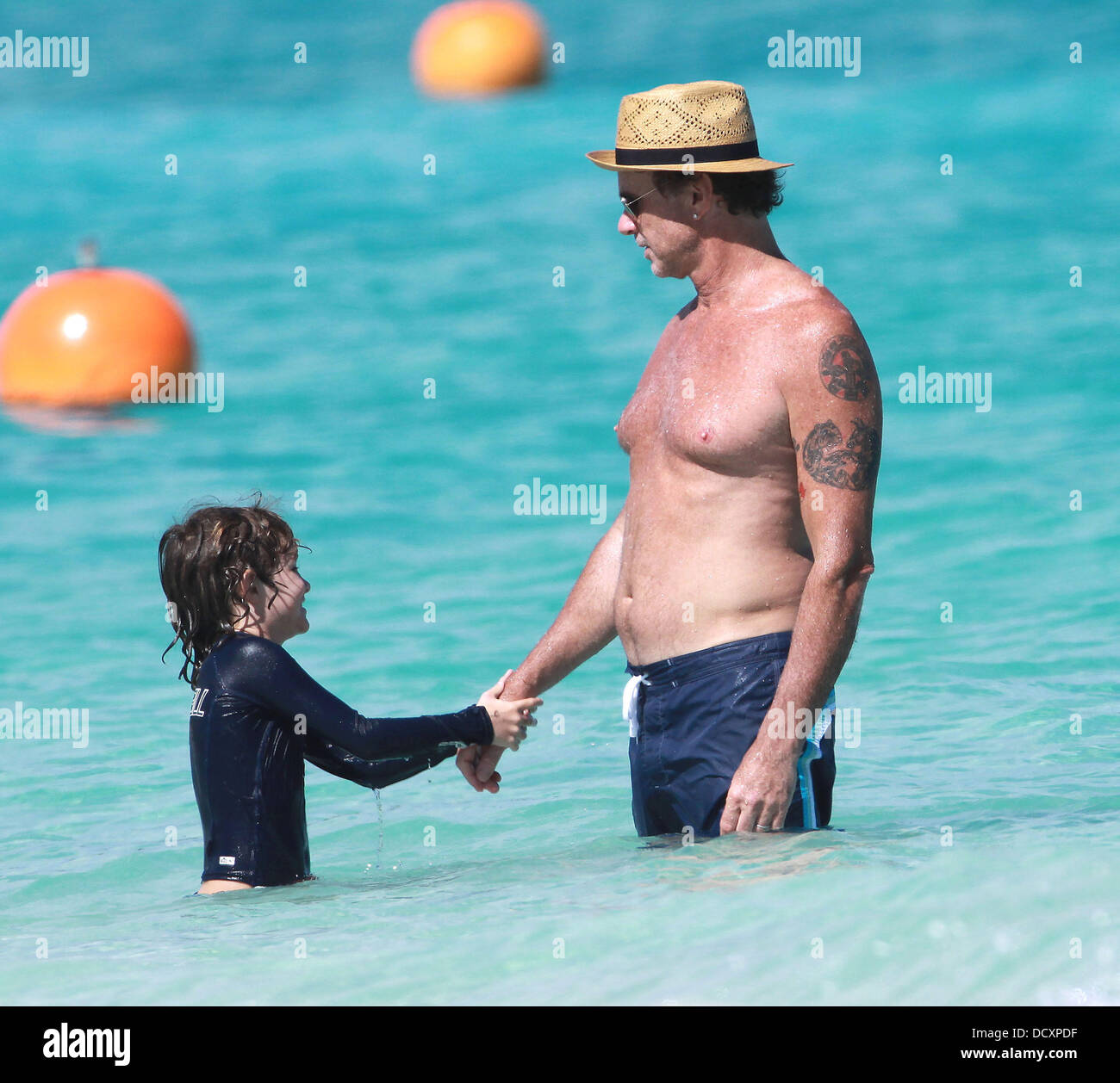 Red Hot Chili Peppers drummer Chad Smith with his son Beckett enjoying