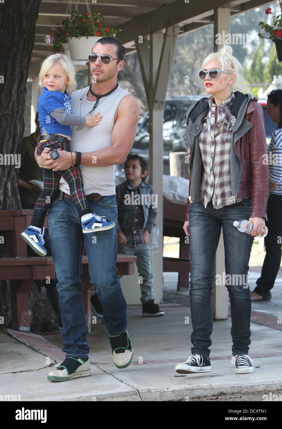 Gwen Stefani, husband Gavin Rossdale and son Zuma Rossdale visiting