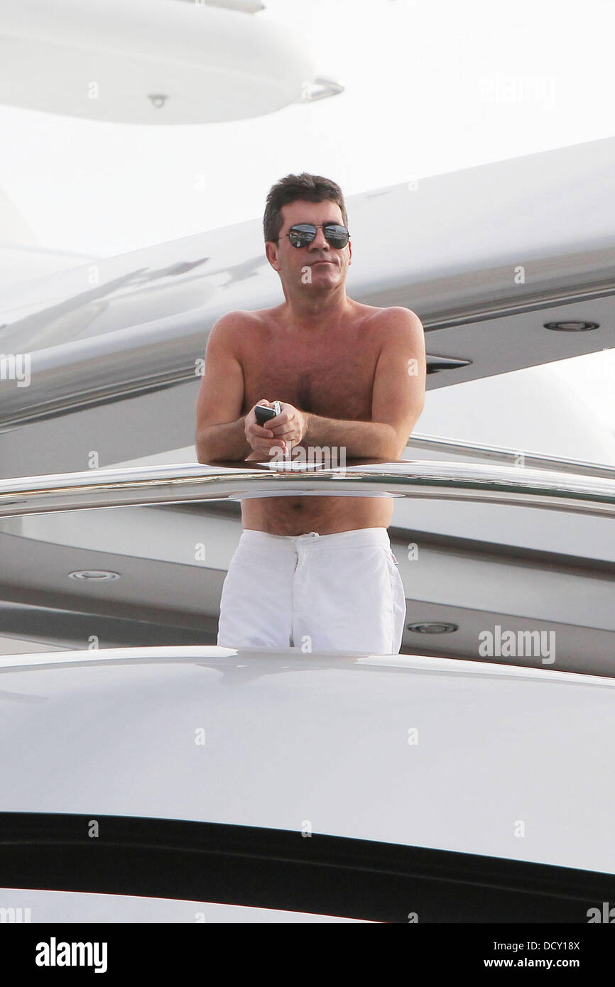Simon Cowell relaxing aboard luxury super yacht, MY Slipstream St Barts