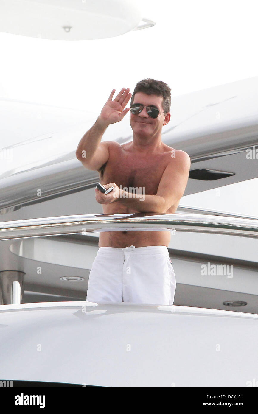 Simon Cowell relaxing aboard luxury super yacht, MY Slipstream St Barts
