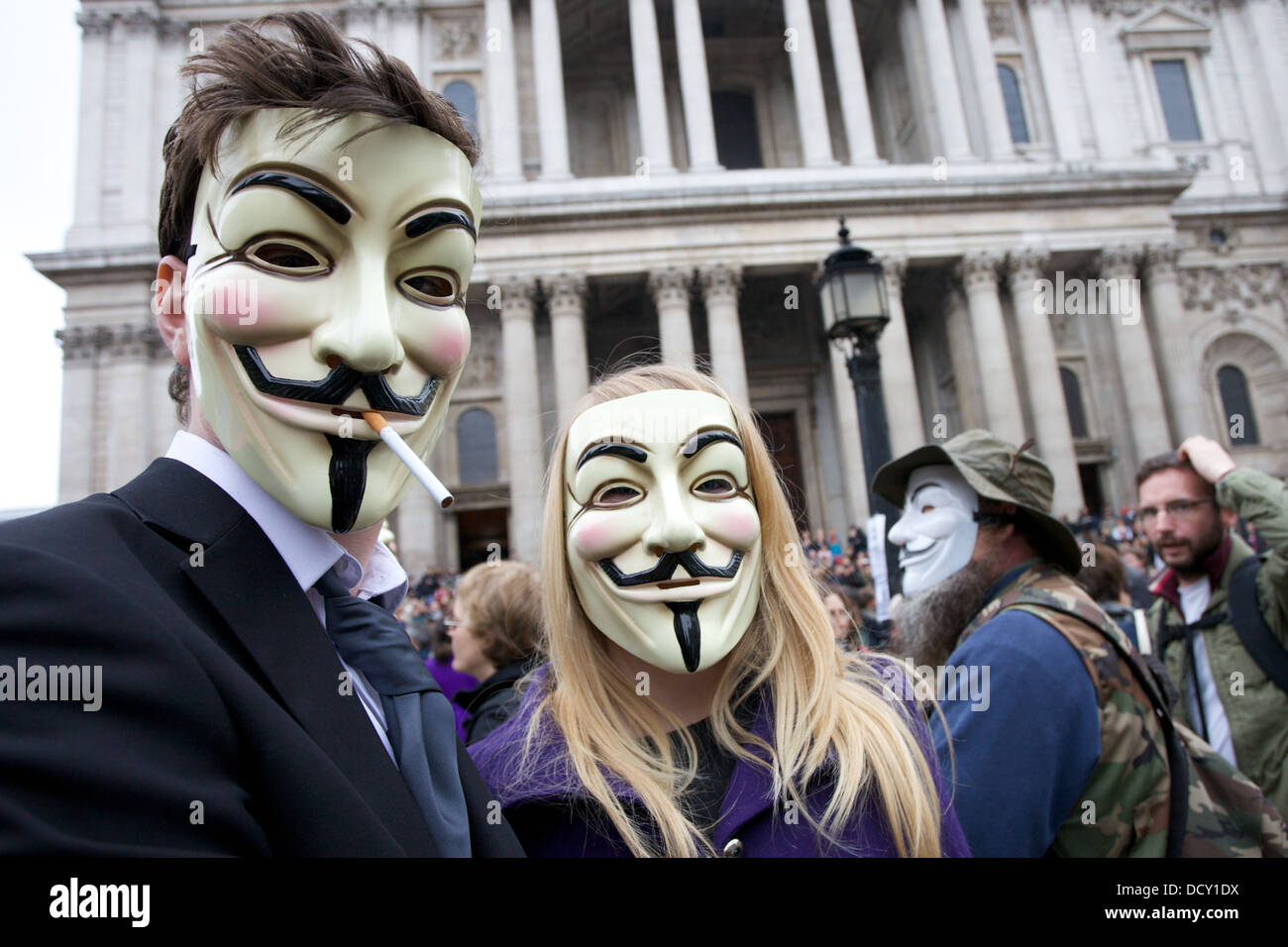 Anti capitalist protesters outside St Pauls Cathedral in London, UK Stock Photo