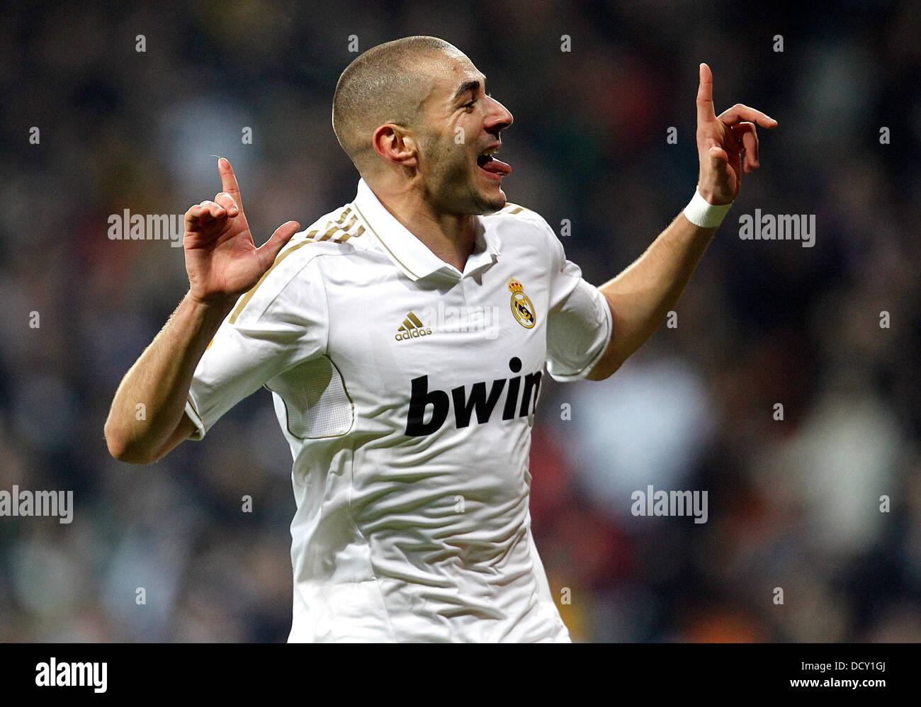 Karim Benzema Real Madrid Vs Malaga At The Santiago Bernabeu Stadium Madrid Spain 03 01 12 Stock Photo Alamy
