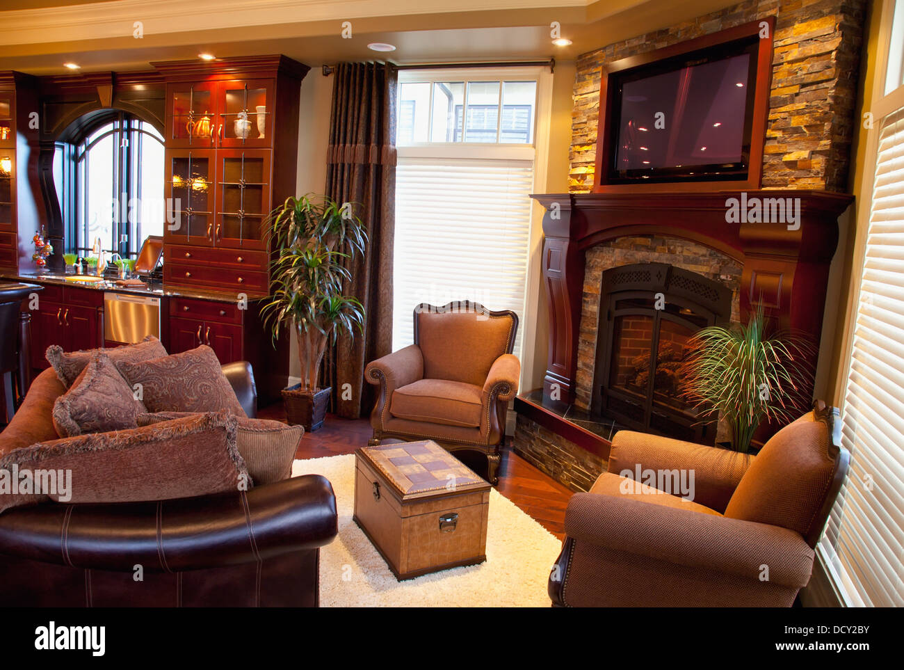 Luxurious Estate Home Sitting Room; St. Albert, Alberta, Canada Stock