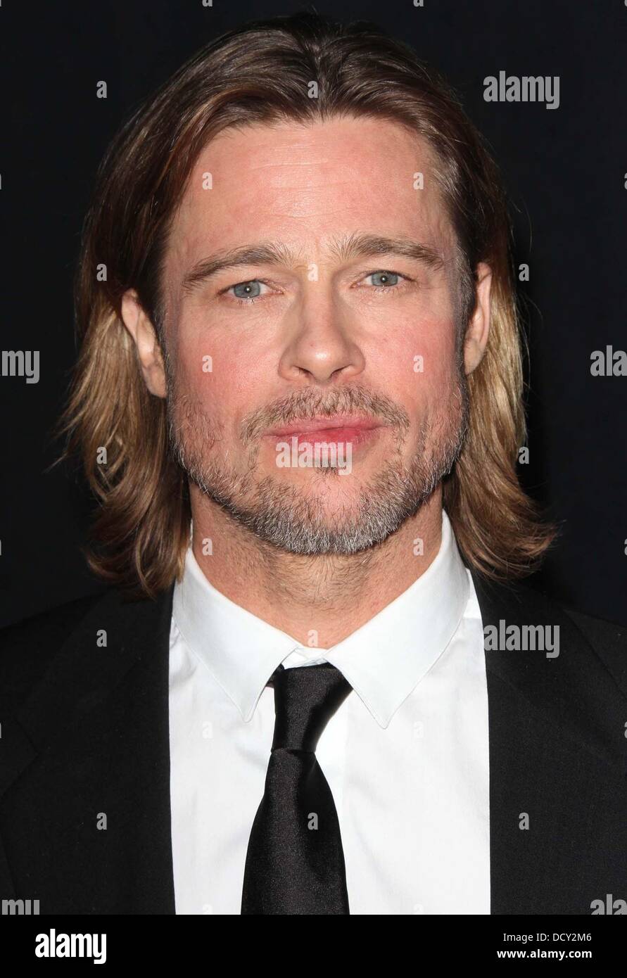 ***File Photo*** Academy Awards (Oscars) Best Actor Nominee   Brad Pitt The 23rd annual Palm Springs International Film Festival Awards Gala at The Palm Springs Convention Center - Press Room Los Angeles, California - 07.01.12 Stock Photo