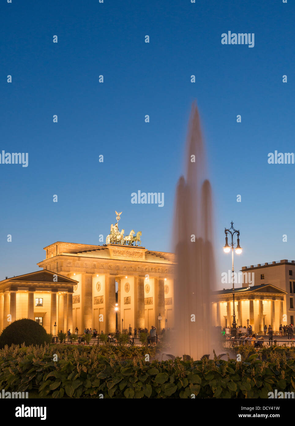 Night view of Brandenburg Gate in Berlin Germany Stock Photo