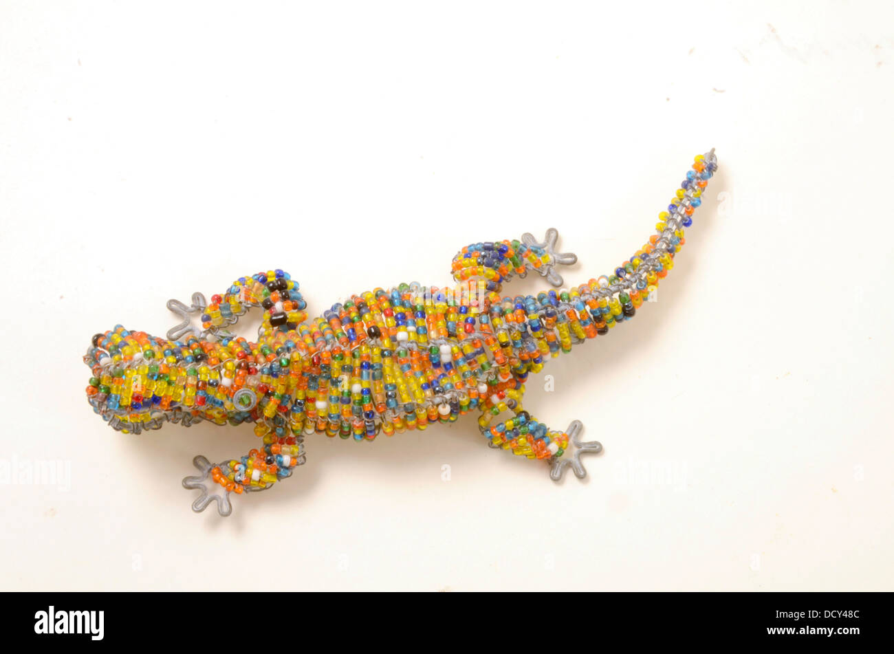 Model Rhinoceros handmade by threading beads onto a wire frame Stock Photo