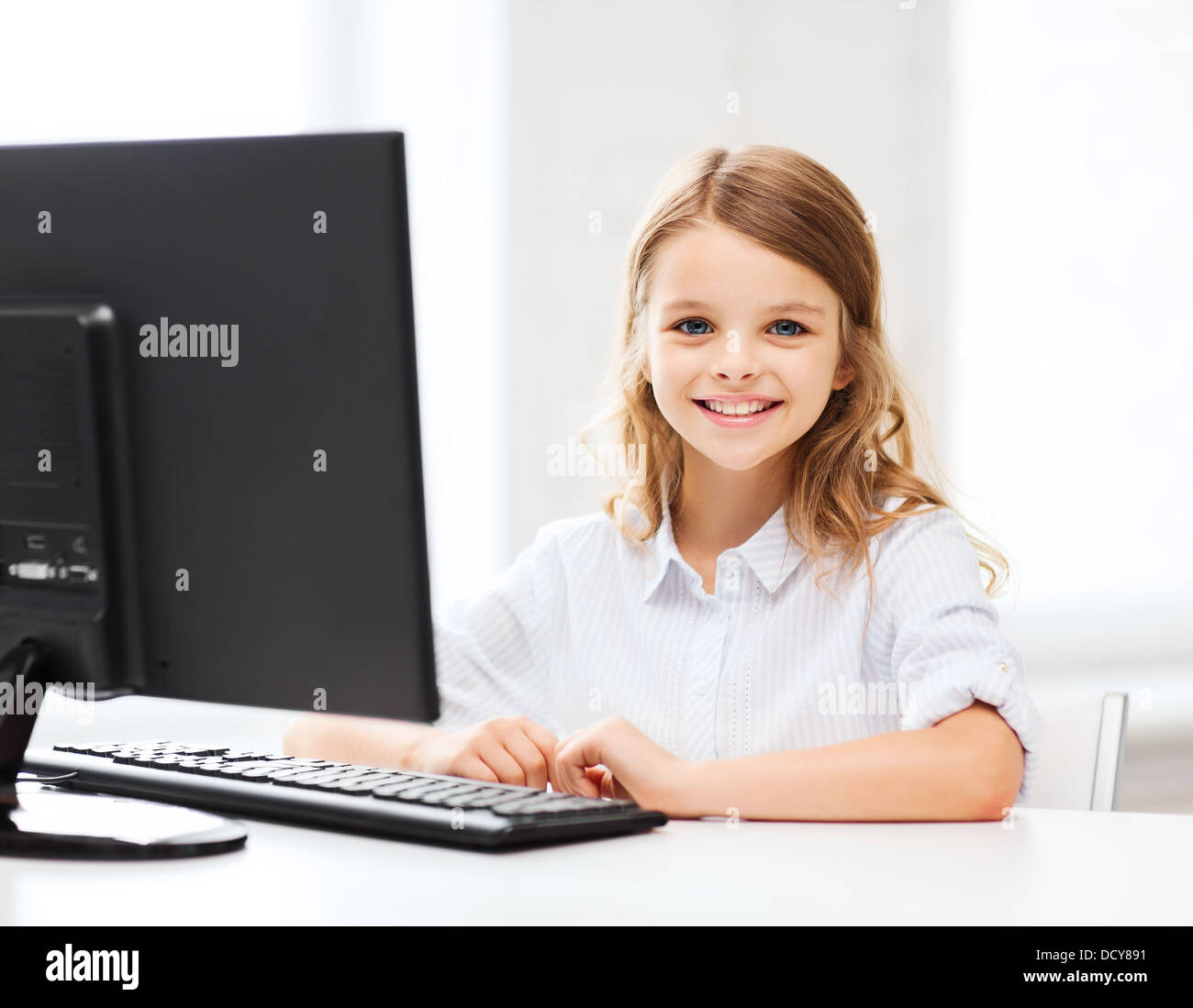 student girl with computer at school Stock Photo - Alamy