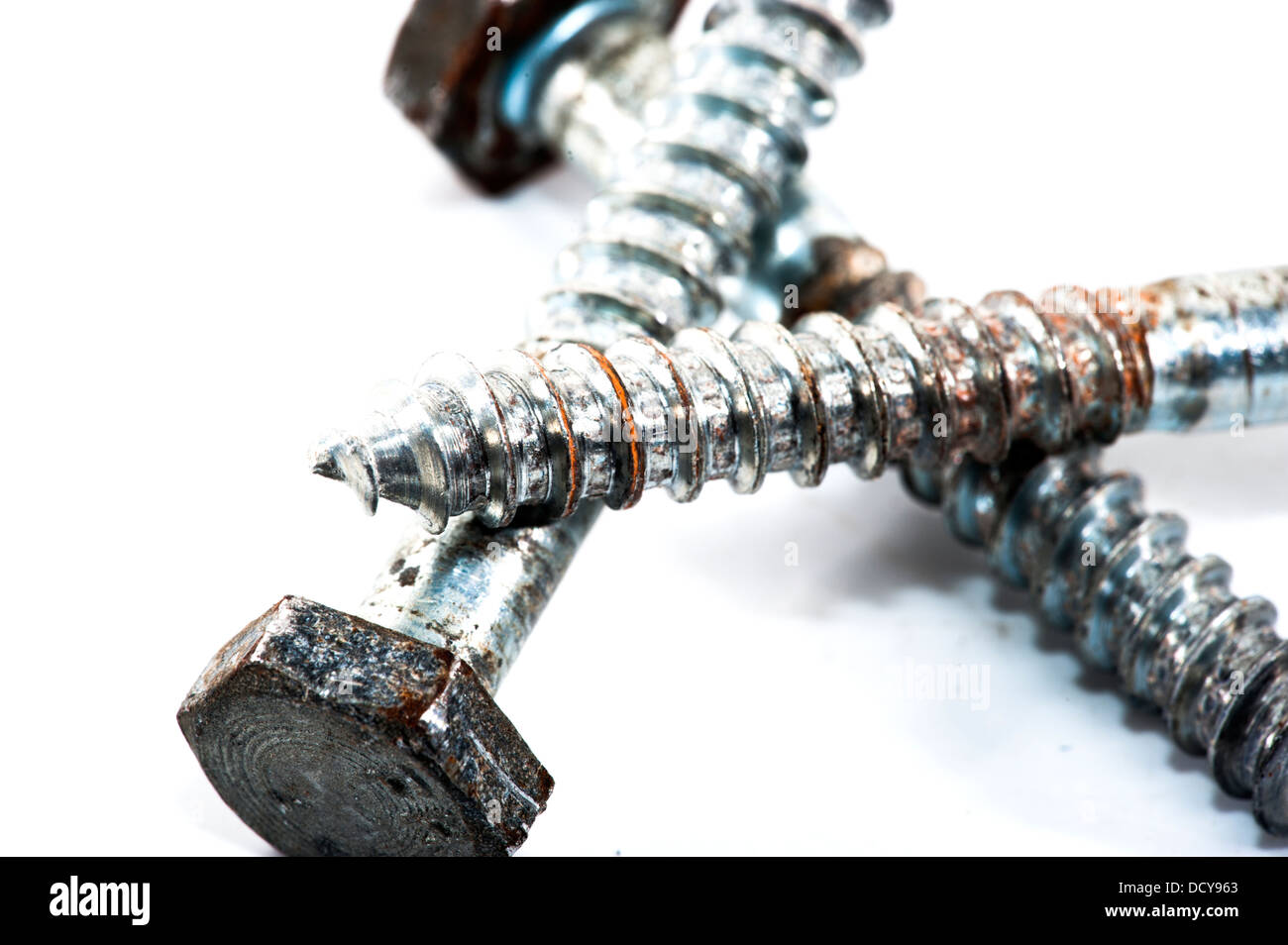 Macro image of rusty bolts . Stock Photo