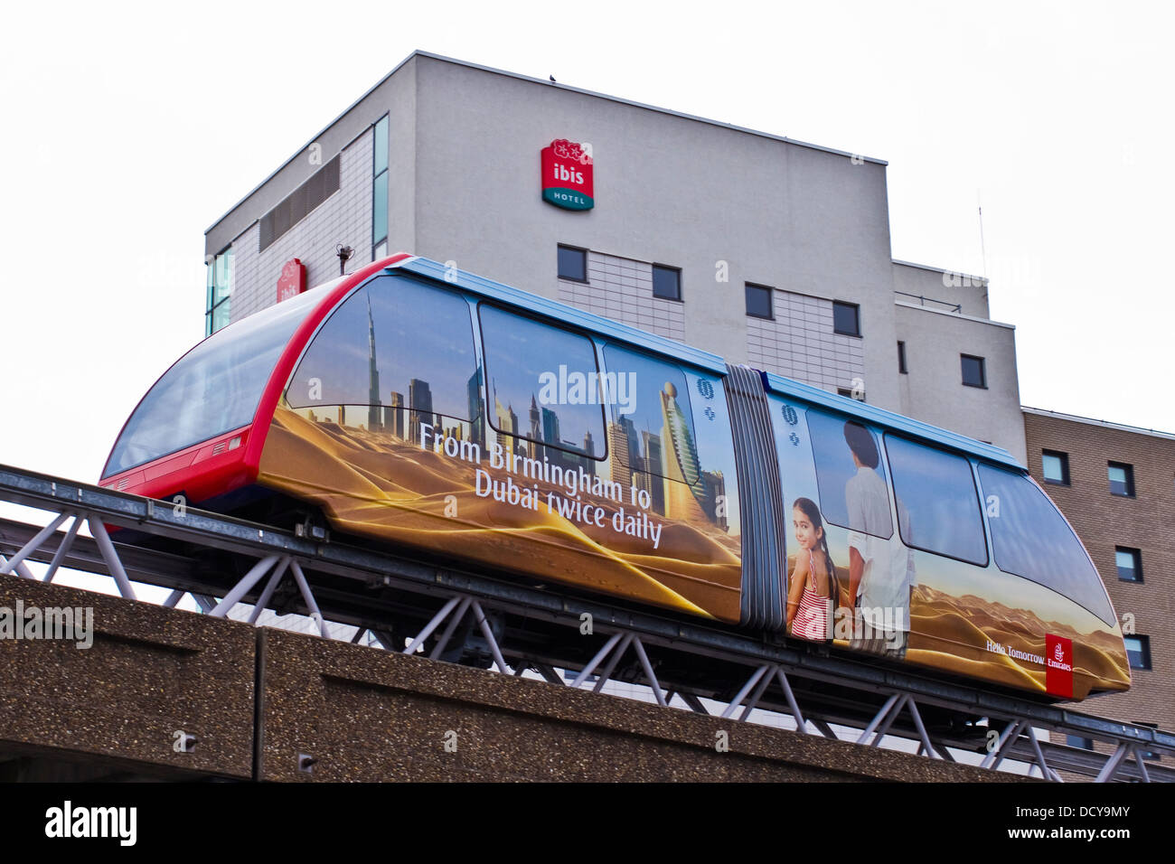 Air Rail link people mover connecting passengers between the airport and train station at Birmingham International Stock Photo