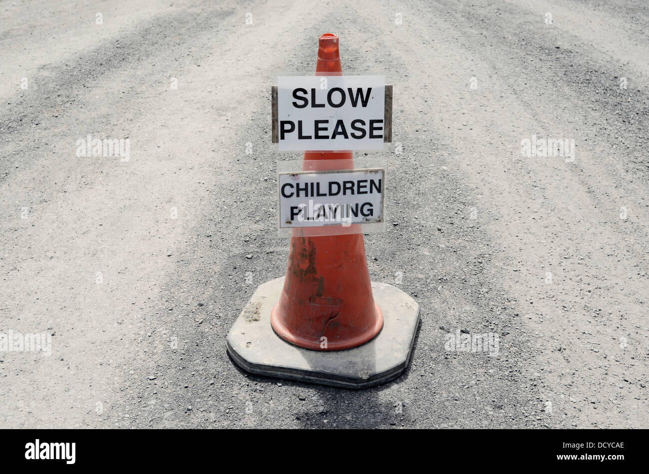 hazard warning sign children at play Stock Photo