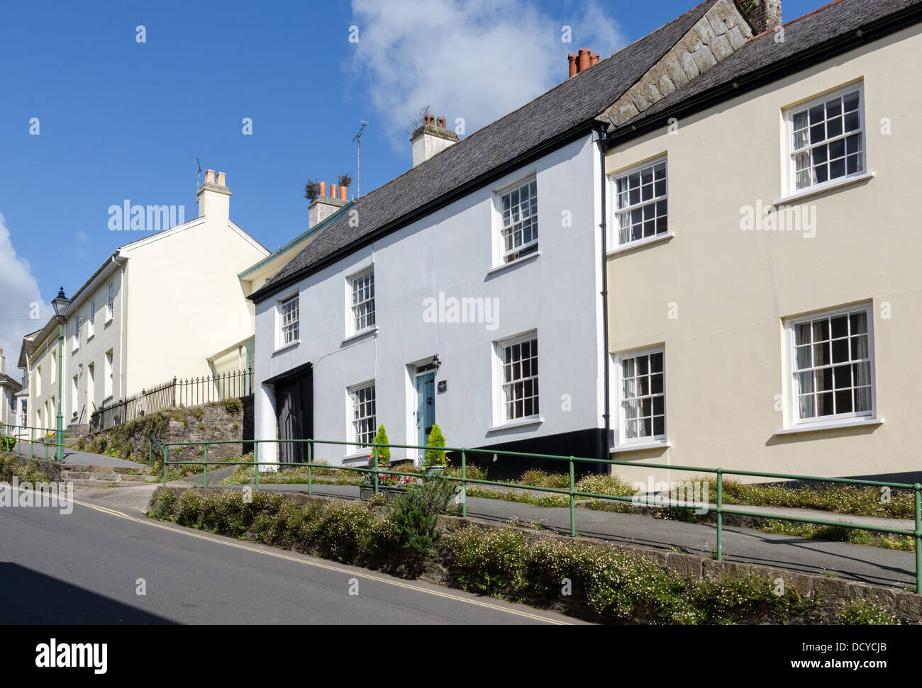 Houses on Church Street, Modbury, Devon Stock Photo Alamy
