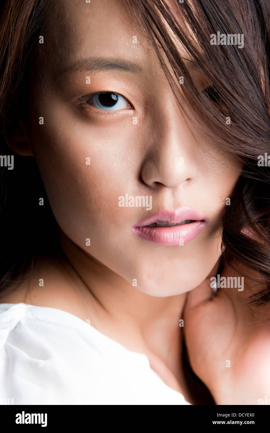 Close up Portrait of Young Woman Stock Photo