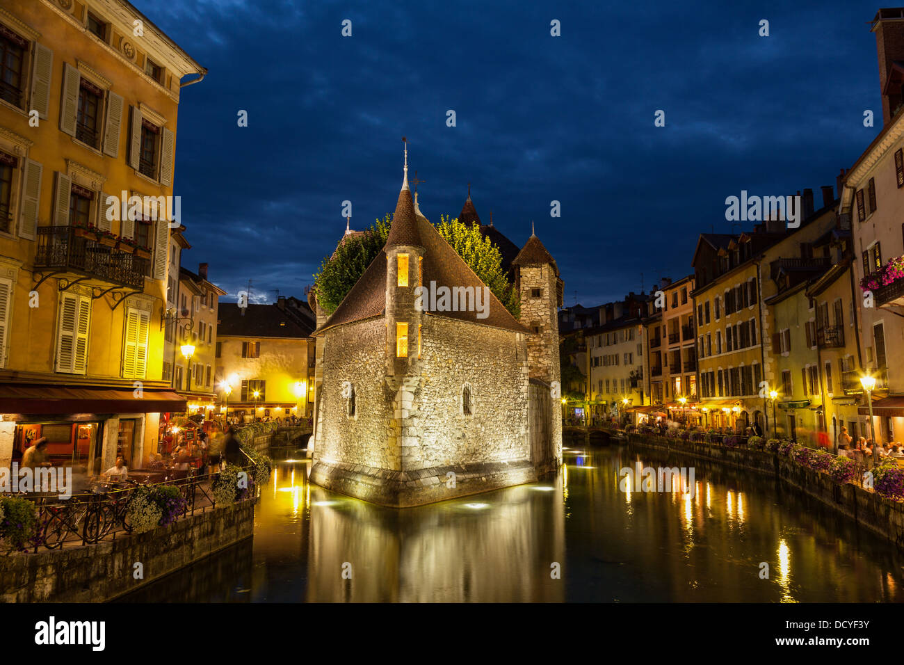 Palais de l'isle by night in Annecy - France Stock Photo
