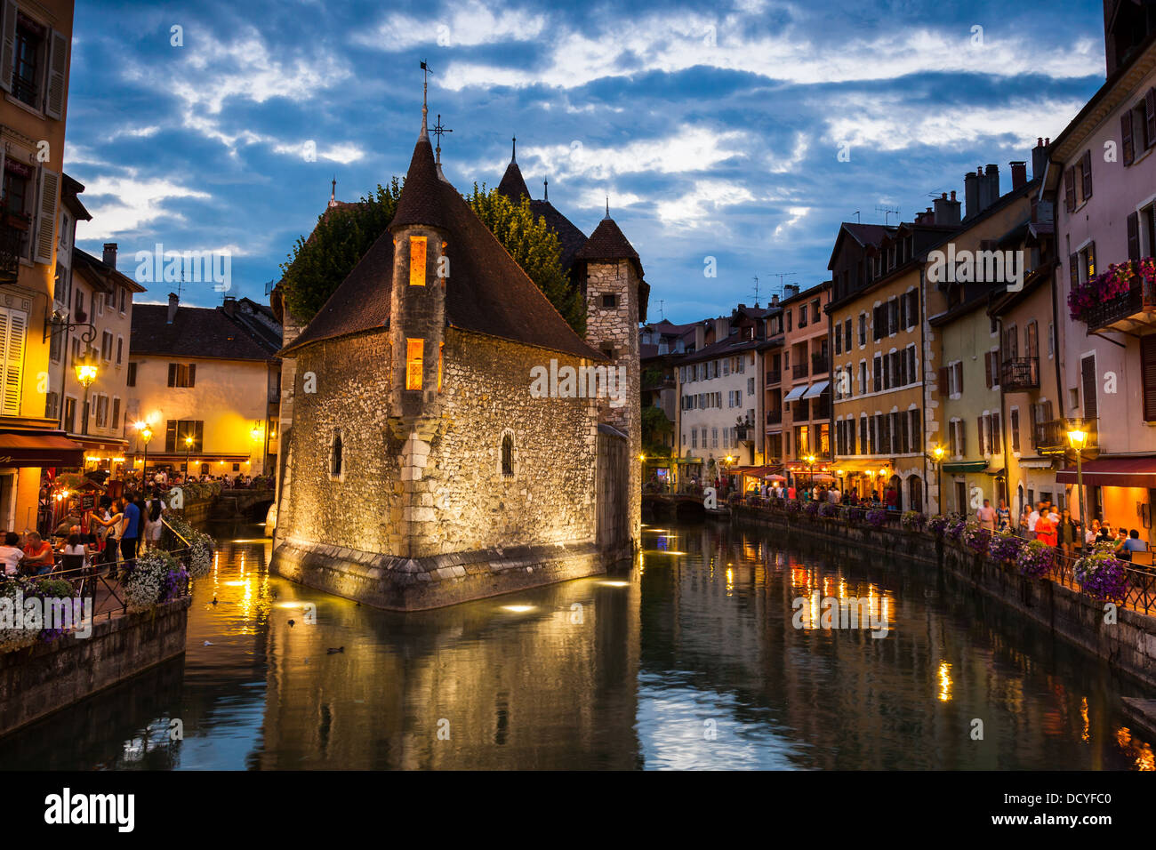 Palais de l'isle by night in Annecy - France Stock Photo