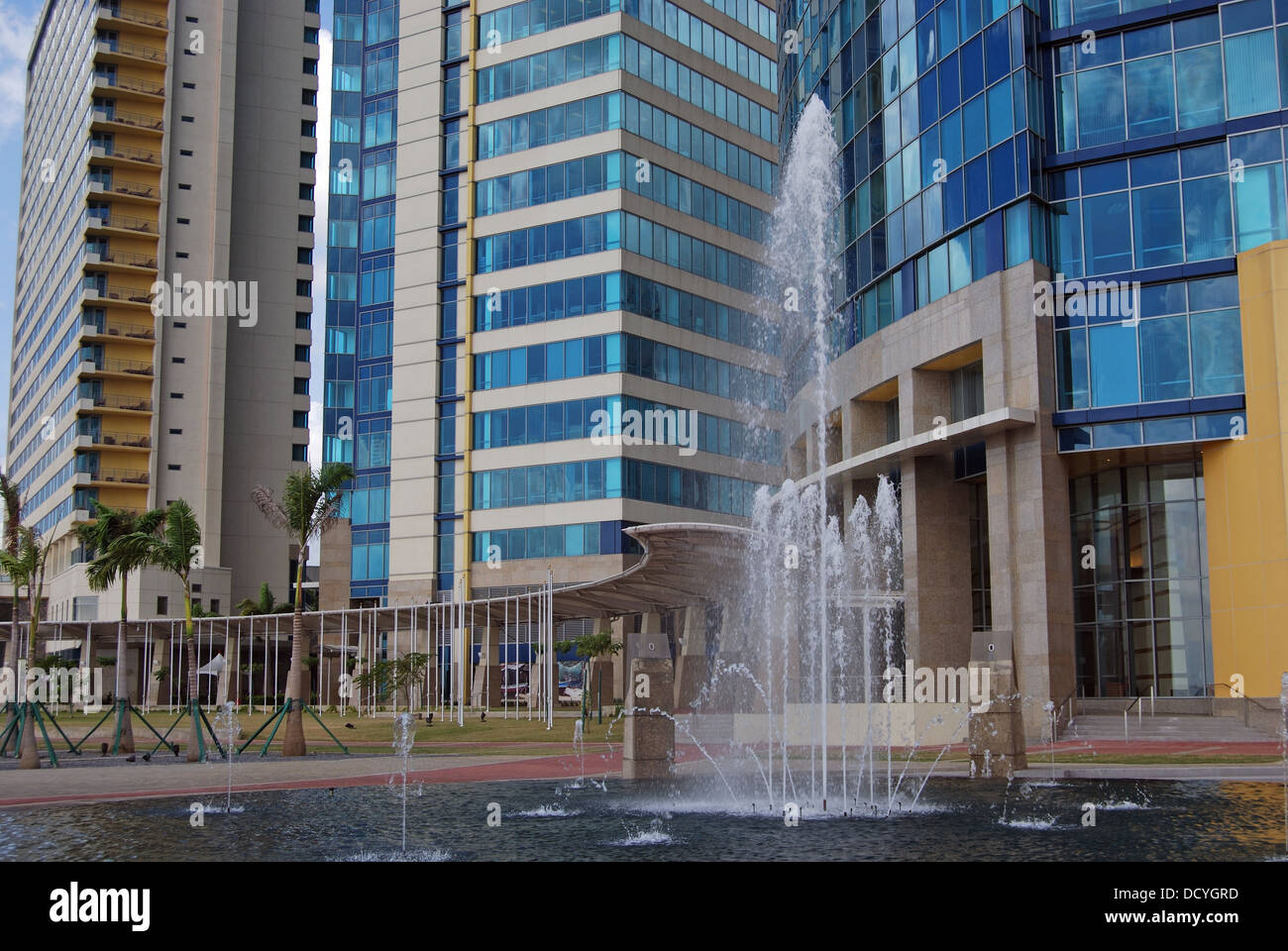 Modern office blocks, Port of Spain, Trinidad, Caribbean Stock Photo