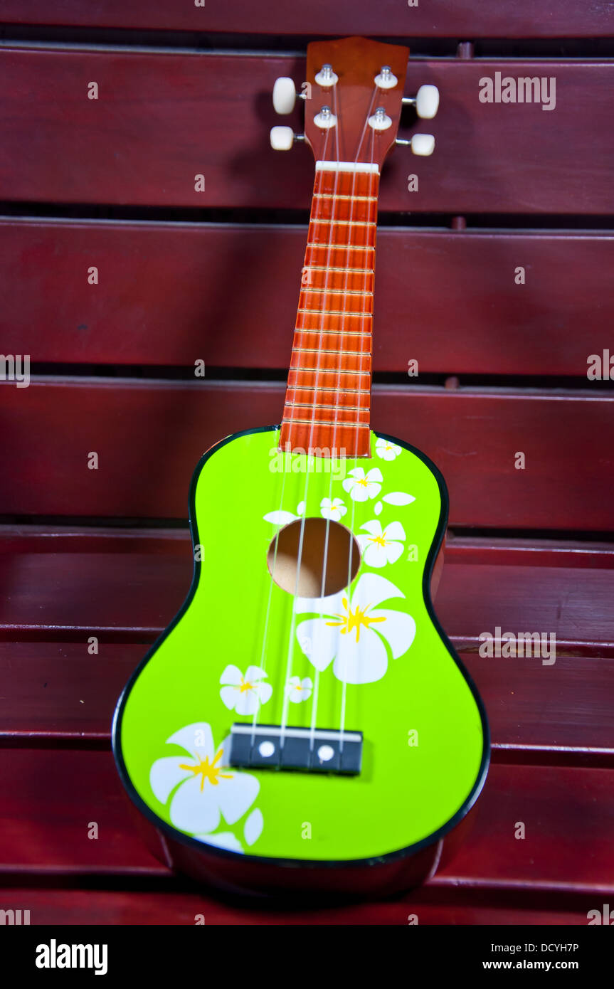 ukulele on wood Stock Photo
