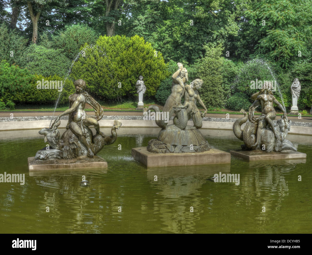 Fountain of Triton and Nereids, by Giuliano Mozani, 1700-1800 - Waddesdon Manor - Buckinghamshire, England Stock Photo