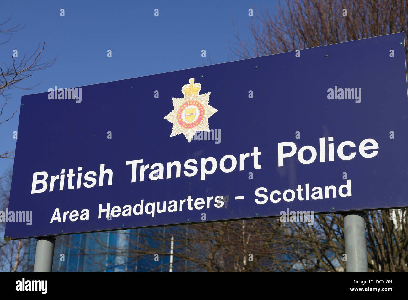 British Transport Police Area Headquarters sign, Cowcaddens Road, Glasgow Scotland, UK Stock Photo