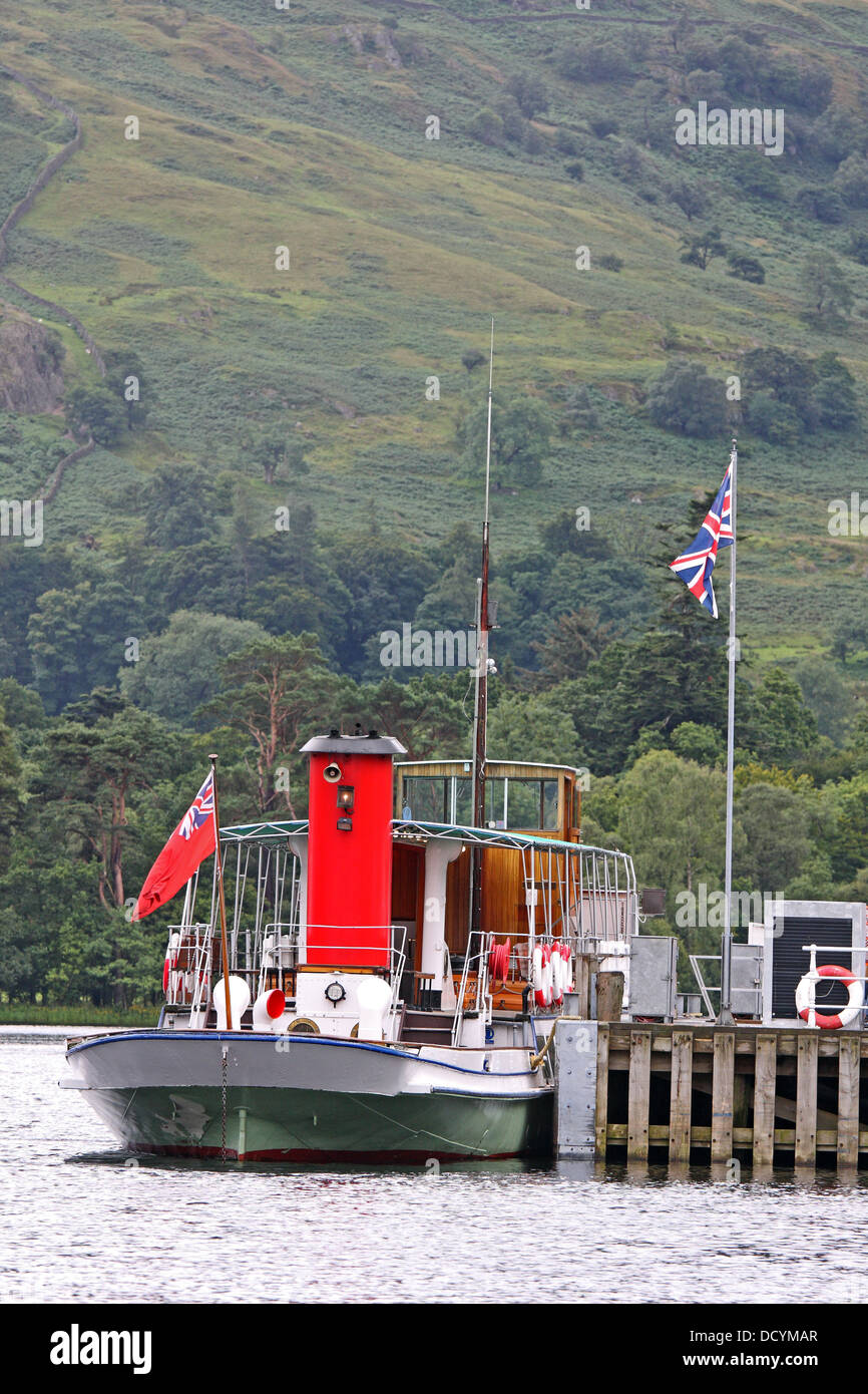 Steamer, Glenridding pier, Ullswater, Lake District, Cumbria, UK Stock Photo