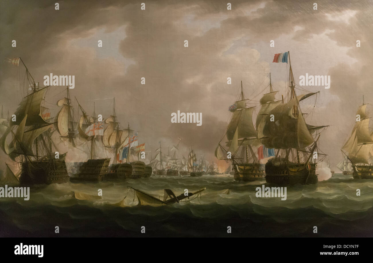 The Battle of Trafalgar - Thomas Buttersworth Philippe Sauvan-Magnet / Active Museum oil on canvas Stock Photo