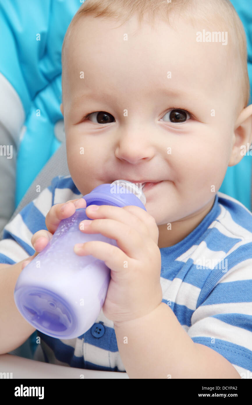 baby with bottle Stock Photo