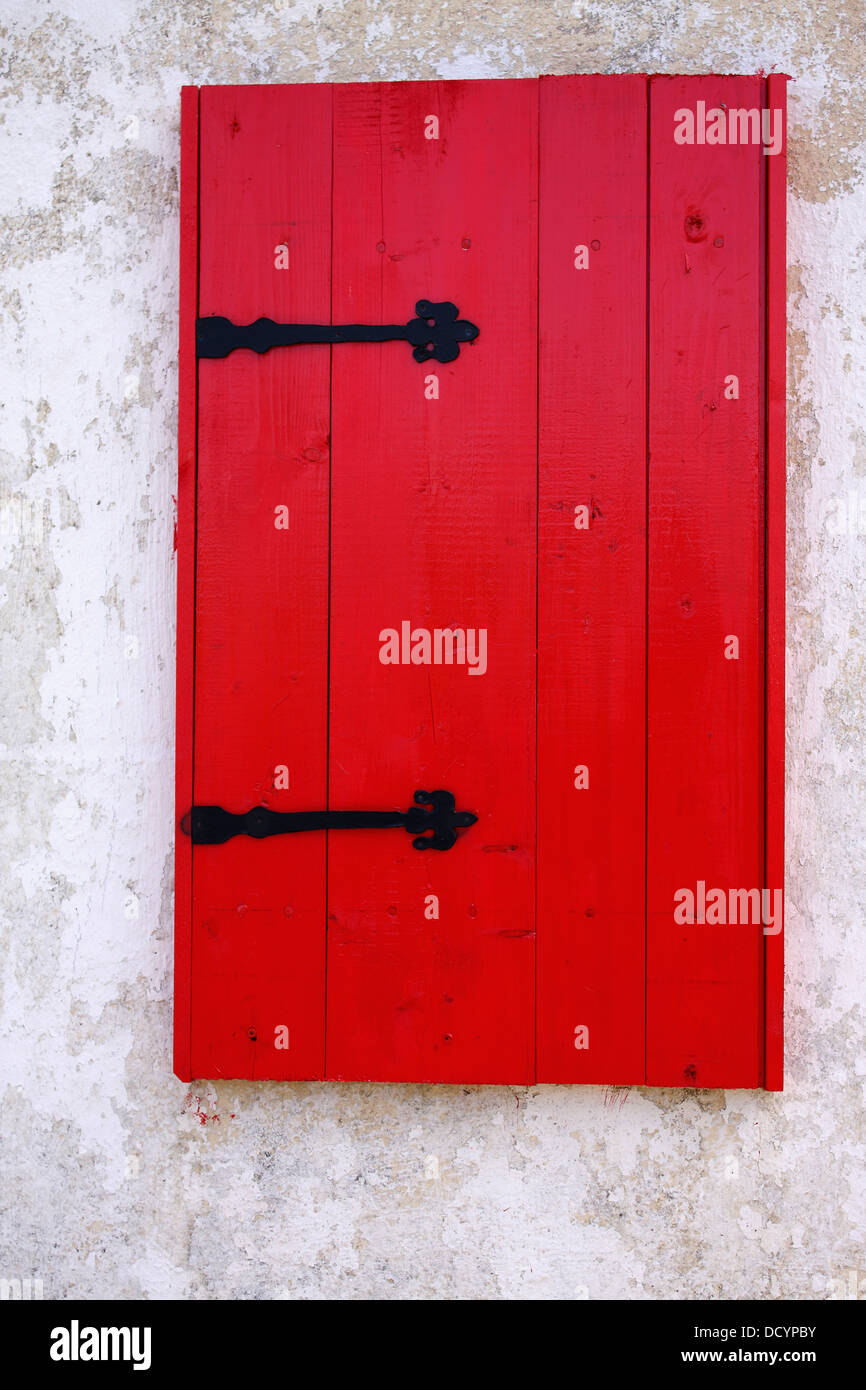 Red Window Shutter On A Cottage; Bloody Foreland, County Donegal