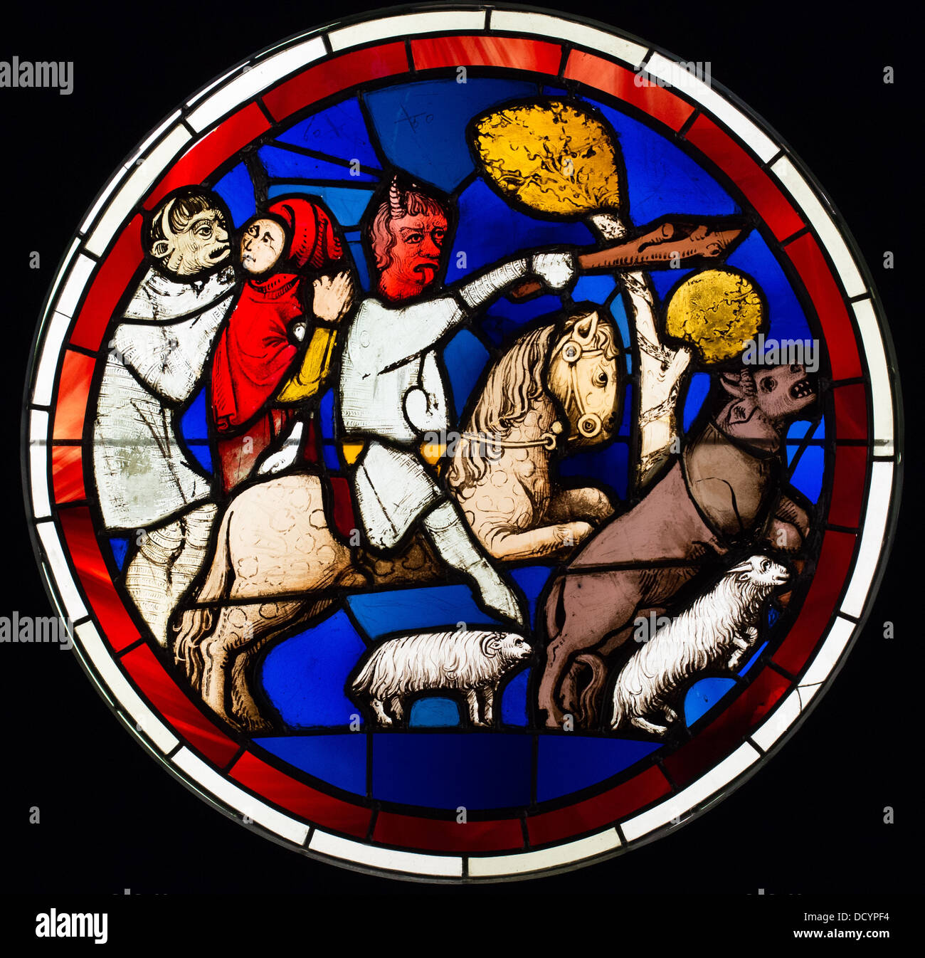 Stained Glass of the Sainte-Chapelle of Paris - Musée de Cluny / Musée National du Moyen Âge - Paris Stained Glass Stock Photo