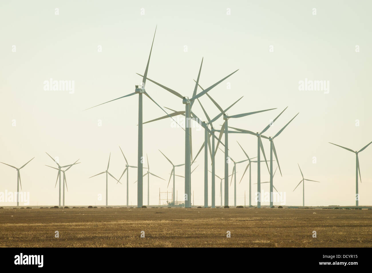 Wind turbines farm at sunset in Limon, Colorado Stock Photo Alamy