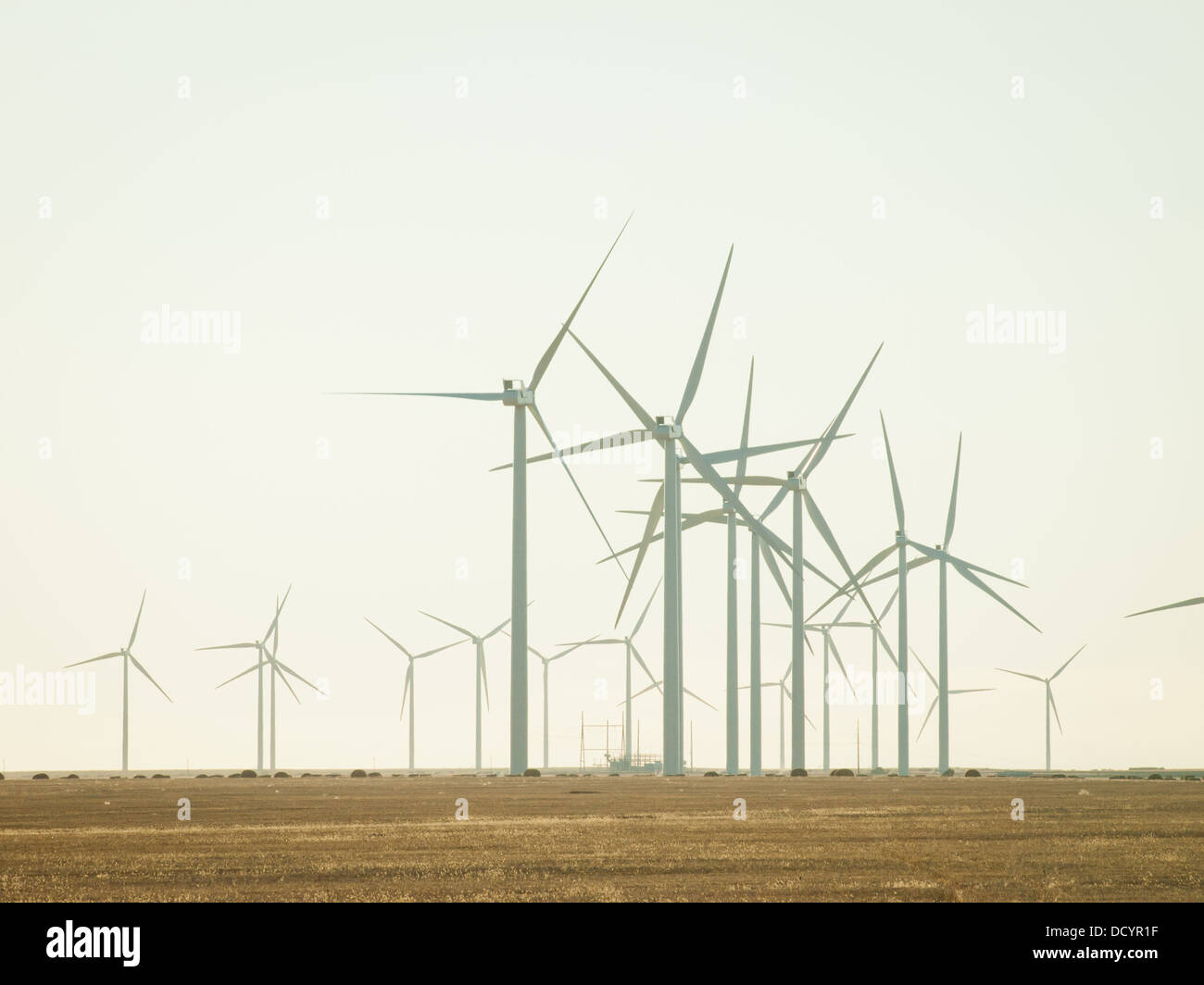 Wind turbines farm at sunset in Limon, Colorado Stock Photo Alamy
