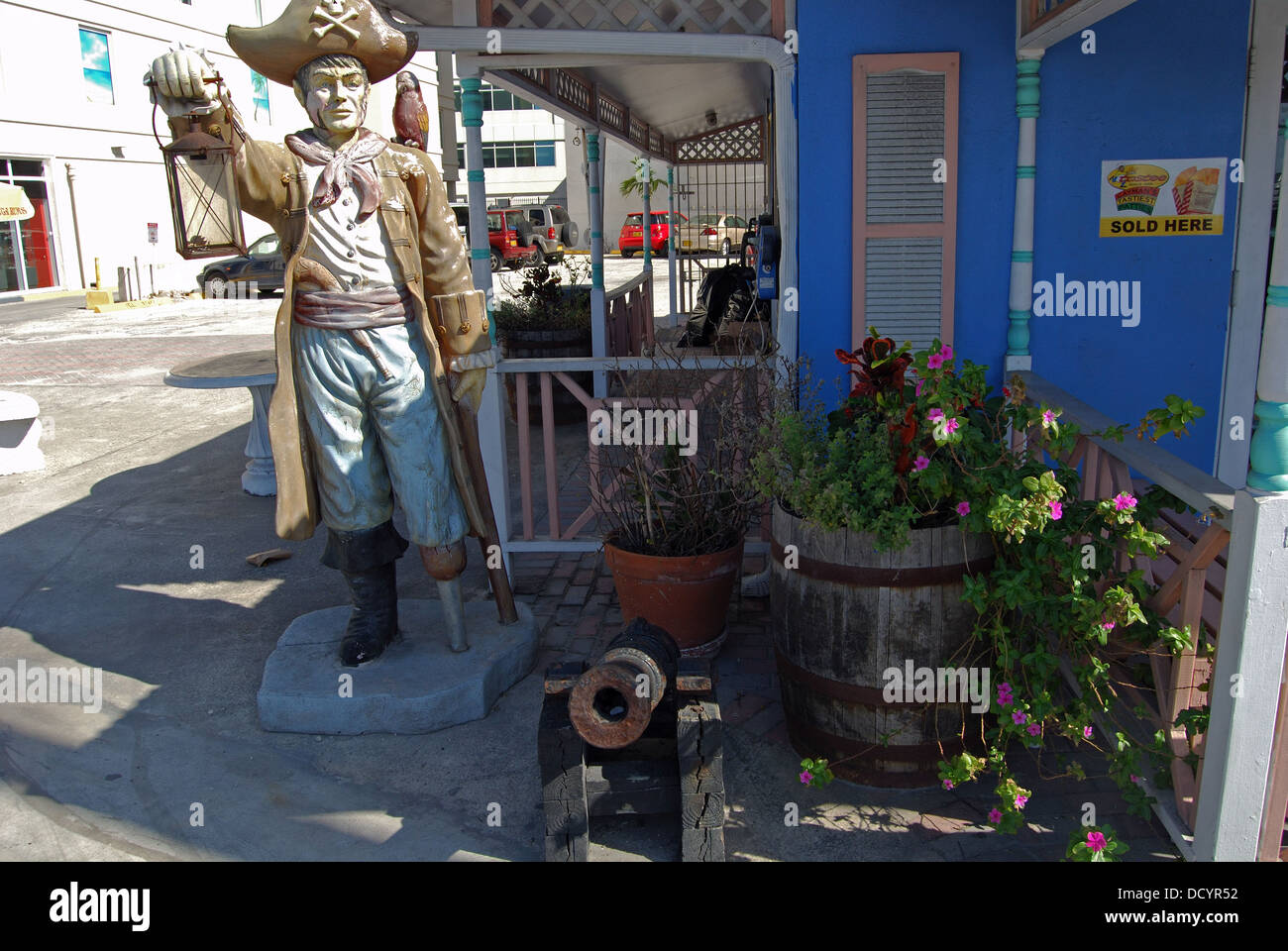 Pirate statue outside bar, Town, Grand Cayman, Cayman Islands, Caribbean Stock Photo Alamy