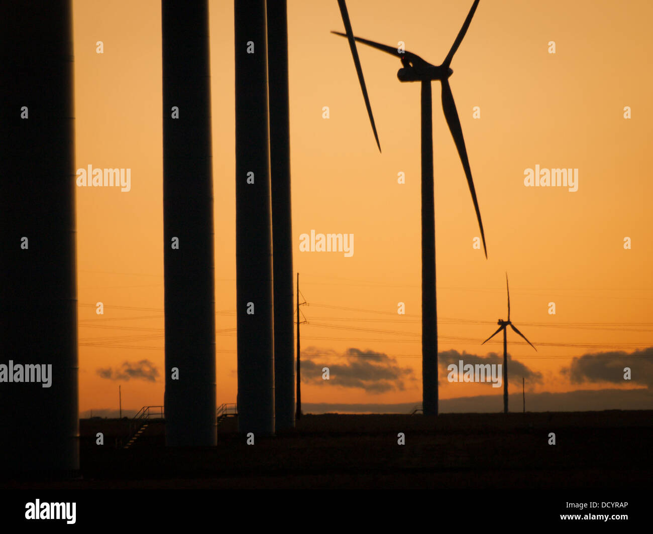 Wind turbines farm at sunset in Limon, Colorado Stock Photo Alamy
