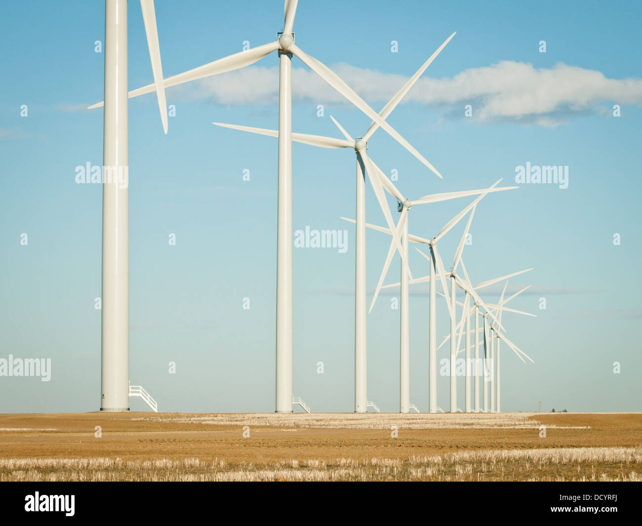 Wind turbines farm at sunset in Limon, Colorado Stock Photo Alamy