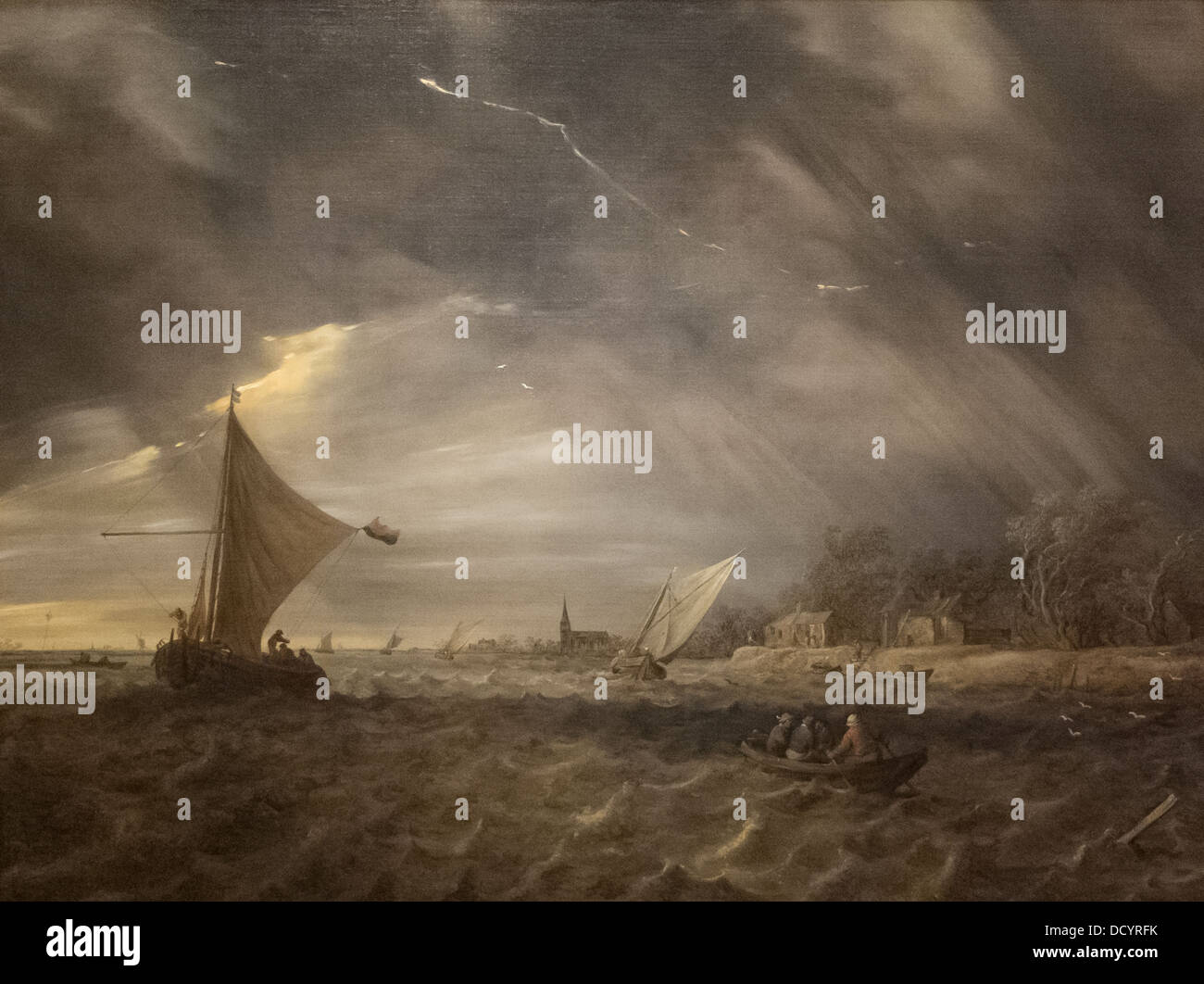 17th century  -  The Storm - Jan van Goyen (1641) - DeYoung Museum - San Francisco  - Oil on canvas Stock Photo
