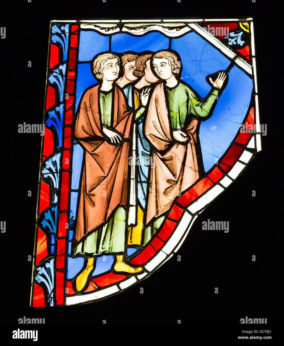 Stained Glass of the Sainte-Chapelle of Paris - Musée de Cluny / Musée National du Moyen Âge - Paris Stained Glass Stock Photo