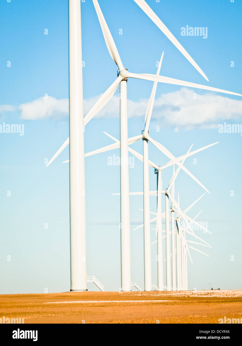 Wind turbines farm at sunset in Limon, Colorado Stock Photo Alamy